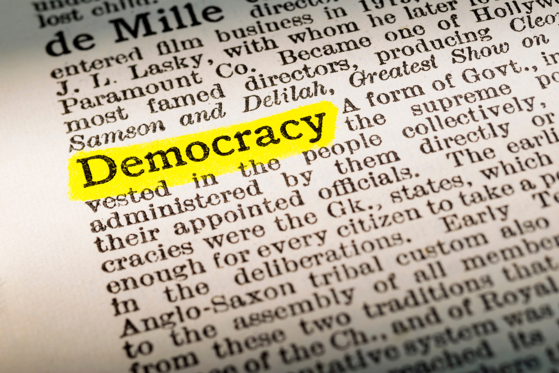 Democracy - dictionary definition highlighted